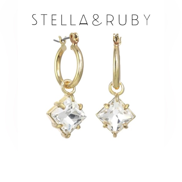 Jewelry - Stella & Ruby Clear Crystal Huggie Earrings